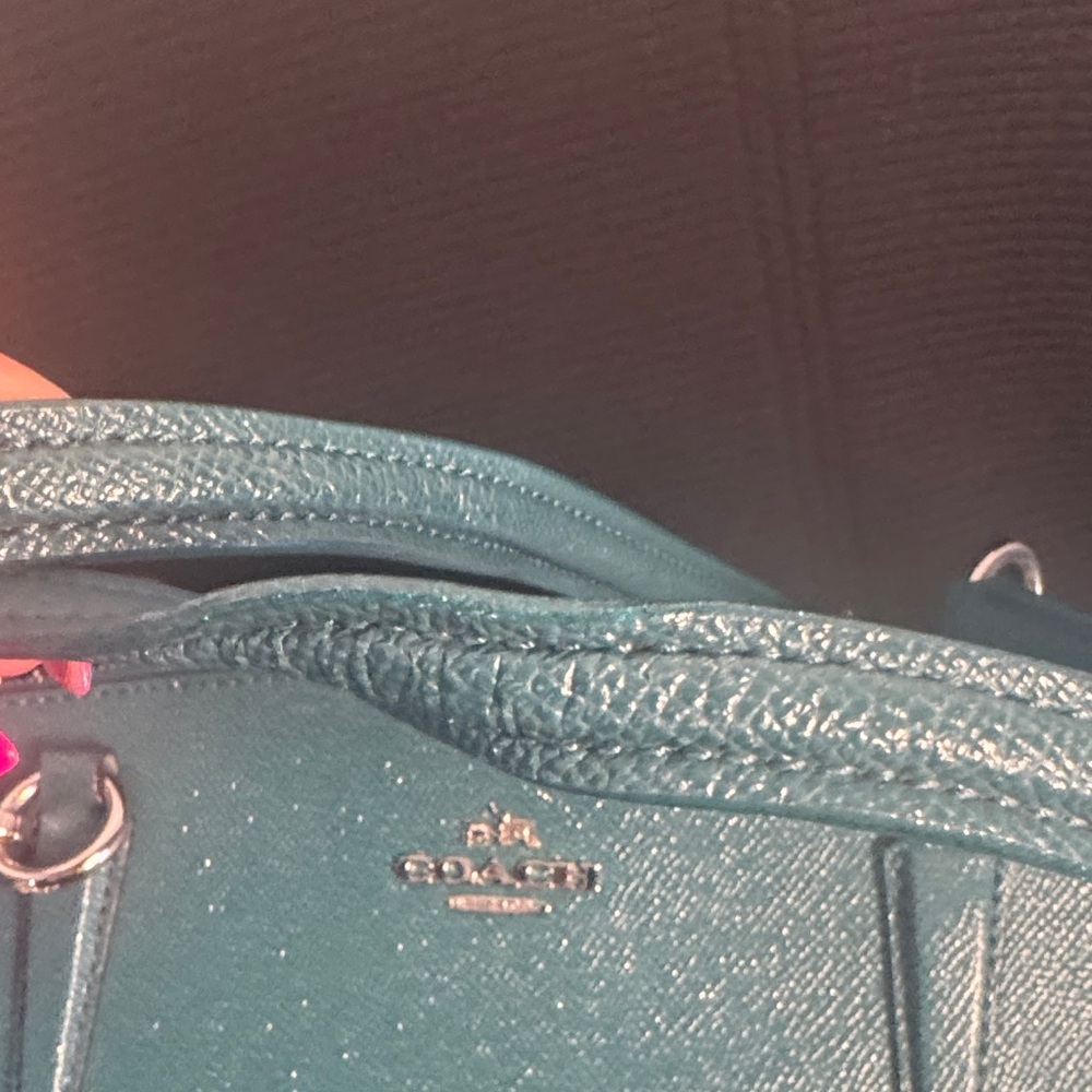Coach Teal Leather Tote Bag - Picture 4 of 14